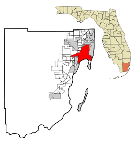 Miami-Dade County Florida Incorporated and Unincorporated areas Miami Highlighted.svg